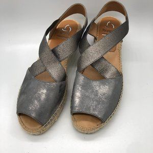 KANNA SILVER LEATHER ESPADRILLES SIZE 39 SPAIN